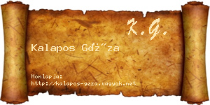 Kalapos Géza névjegykártya