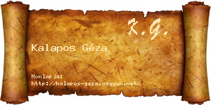 Kalapos Géza névjegykártya