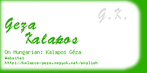 geza kalapos business card